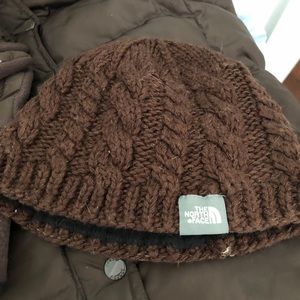 The North Face Brown Knit Hat Fleece Lined